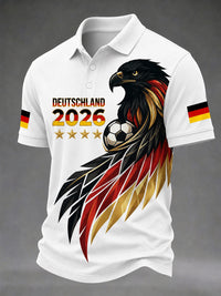 Herren deutscher Fußballfan bedrucktes lässiges T-Shirt in Weiß