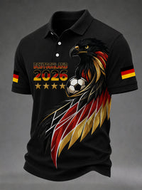 Herren deutscher Fußballfan bedrucktes lässiges T-Shirt in Schwarz