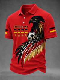 Herren deutscher Fußballfan bedrucktes lässiges T-Shirt in Rot