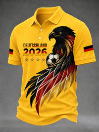 Herren deutscher Fußballfan bedrucktes lässiges T-Shirt in Gelb