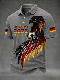 Herren deutscher Fußballfan bedrucktes lässiges T-Shirt in Grau