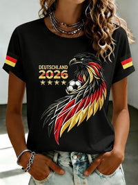 Damen-T-Shirt mit Fußballfan-Print von Deutschland in Schwarz
