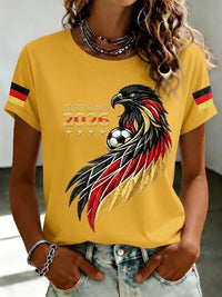 Damen-T-Shirt mit Fußballfan-Print von Deutschland in Gelb