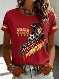 Damen-T-Shirt mit Fußballfan-Print von Deutschland in Rot