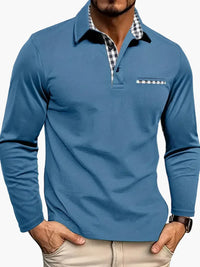 Herren Polo mit langen Ärmeln, elegante und informelle Stil für alle Gelegenheiten in Blau