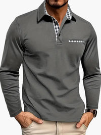 Herren Polo mit langen Ärmeln, elegante und informelle Stil für alle Gelegenheiten in Grau