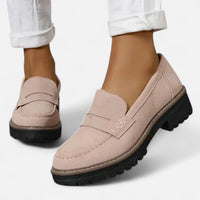 Stefanie | Damen Bequeme Niedrigem Absatz Plateau Loafer in Khaki