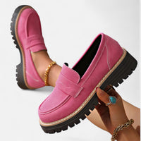 Stefanie | Damen Bequeme Niedrigem Absatz Plateau Loafer in Rosa