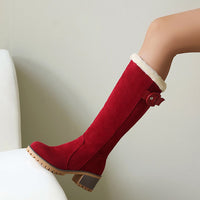 Stiefel für Damen mit Schnallendetail in Rot