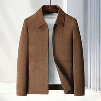 Strukturierte Herren-Reißverschlussjacke in Braun