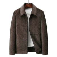 Strukturierte Herren-Reißverschlussjacke in Dunkelbraun