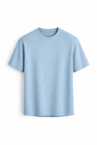 Strukturiertes Rundhals-T-Shirt für Herren in Blau