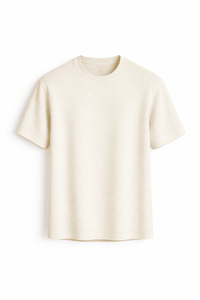 Strukturiertes Rundhals-T-Shirt für Herren in Weiß