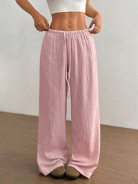Svenja | Damen Weite Hose Elastischer Bund Kordelzug in Rosa