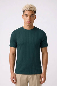 T-Shirt Herren - Gerippt Enganliegend | Modernes Design in Dunkelgrün