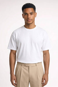 T-Shirt Herren - Relaxed | Runder Hals & Kürzere Ärmel in Weiß