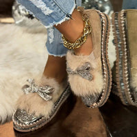 Tamara | Damen Glitzer Schleife Loafer in Silber
