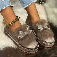 Tamara | Damen Glitzer Schleife Loafer in Braun