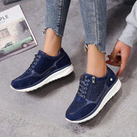 Tatjana | Damen Plateau Sneaker mit Schnürung in Blau