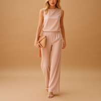 Thekla | Damen Ärmelloser Weites Bein Jumpsuit in Rosa