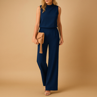 Thekla | Damen Ärmelloser Weites Bein Jumpsuit in Blau