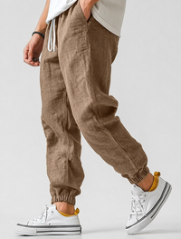 Timo | Herren Jogger Sommerhose in Dunkelbraun