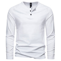 Tobias | Herren Langarm Henley Shirt mit Knopfleiste in Weiß