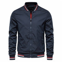 Tobias | Herren Unifarbene Bomberjacke mit Rippbündchen in Marineblau