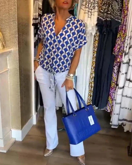 Broghane® | Bluse mit V-Ausschnitt und Aufdruck