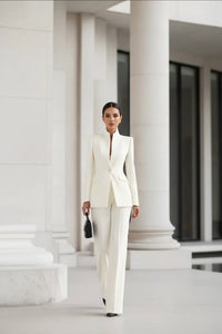 Belina | Damen Premium Anzug Set Maßgeschneidert Elegant Business in Weiß