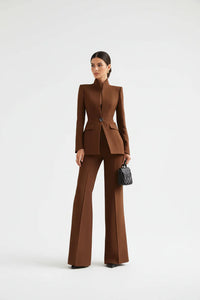 Belina | Damen Premium Anzug Set Maßgeschneidert Elegant Business in Braun
