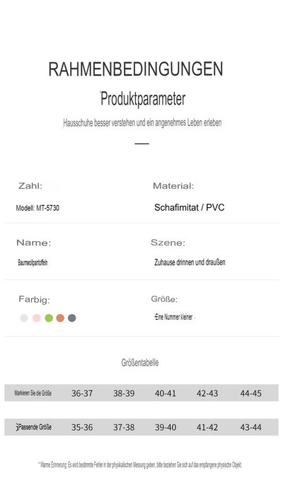 Herren/Frauen Winterpantoffeln aus Baumwolle