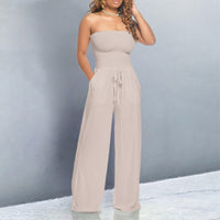 Ingrid | Damen Jumpsuit Off-Shoulder Trendy Modern Sommer Festlich in Beige