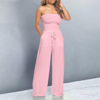 Ingrid | Damen Jumpsuit Off-Shoulder Trendy Modern Sommer Festlich in Rosa
