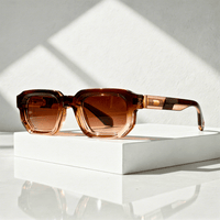 Unisex-Sonnenbrille mit rechteckigem Rahmen in Braun