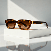 Unisex-Sonnenbrille mit rechteckigem Rahmen in Dunkelbraun