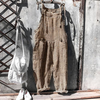 Simon | Unisex Vintage Gestreifter Loose-Fit Latzhosen Overall in Braun