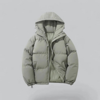 Unisex Winterjacke mit Kapuze und Reißverschluss in Grün