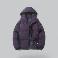 Unisex Winterjacke mit Kapuze und Reißverschluss in Violett