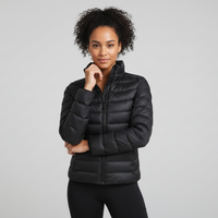 Sophie | Damen Leichter Winter Daunenjacke mit Hohem Kragen in Schwarz