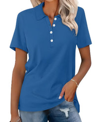 Valeria | Damen Kurzarm Poloshirt in Blau