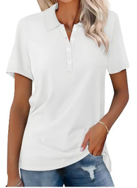 Valeria | Damen Kurzarm Poloshirt in Weiß