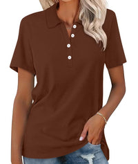 Valeria | Damen Kurzarm Poloshirt in Braun