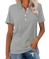 Valeria | Damen Kurzarm Poloshirt in Grau