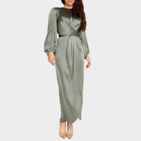 Vanessa - Damen Langes Abendkleid mit eleganten langen Ärmeln in Grau