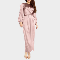 Vanessa - Damen Langes Abendkleid mit eleganten langen Ärmeln in Rosa