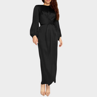 Vanessa - Damen Langes Abendkleid mit eleganten langen Ärmeln in Schwarz