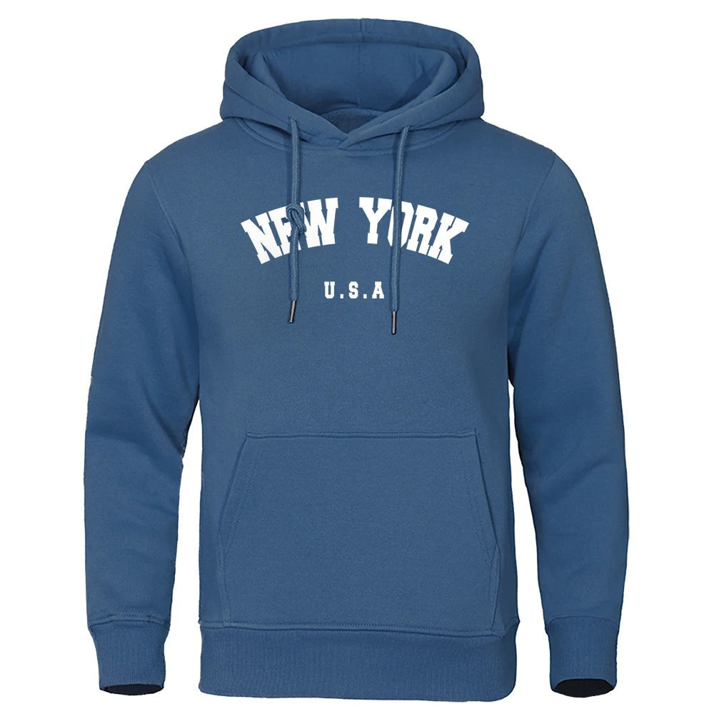 Espen - Übergroßer Pullover mit Kapuze und New York USA Buchstabenaufdruck für Männer und Frauen