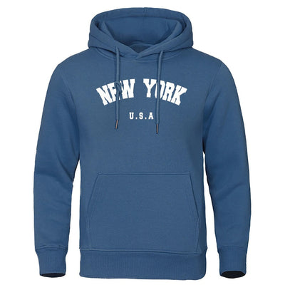 Espen - Übergroßer Pullover mit Kapuze und New York USA Buchstabenaufdruck für Männer und Frauen