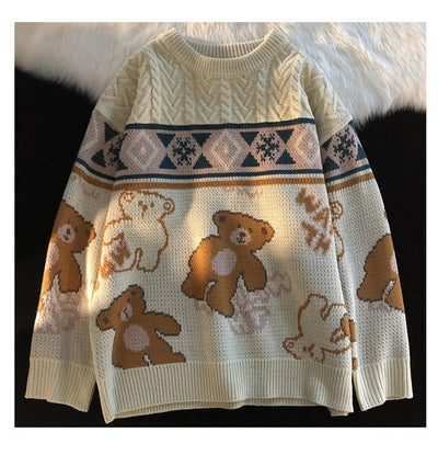 Sophie - Damen Pullover mit Bärenmotiv und Norweger-Muster
